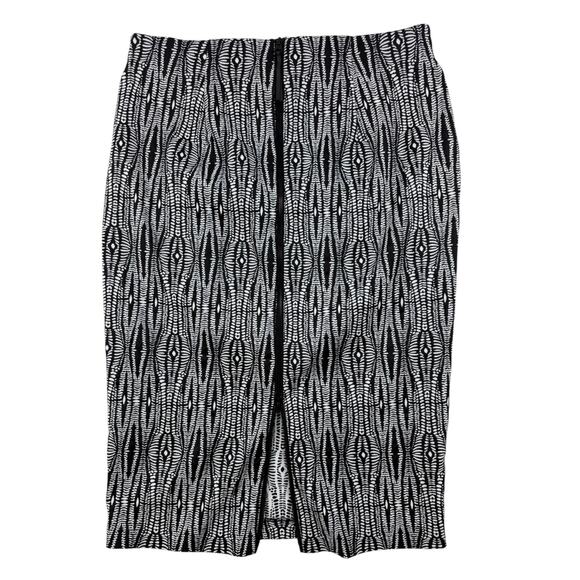 Lane Bryant Skirt Black White Geo Print Full Back Zipper Womens 16 Midi - Picture 7 of 12